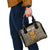 Sierra Leone Shoulder Handbag with Cute Lion Playing Djembe Drum and Tribal Pattern Design