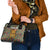 Sierra Leone Shoulder Handbag with Cute Lion Playing Djembe Drum and Tribal Pattern Design