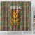 Sierra Leone Shower Curtain with Cute Lion Playing Djembe Drum and Tribal Pattern Design