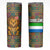 Sierra Leone Skinny Tumbler with Cute Lion Playing Djembe Drum and Tribal Pattern Design