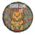 Sierra Leone Spare Tire Cover with Cute Lion Playing Djembe Drum and Tribal Pattern Design