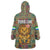 Sierra Leone Wearable Blanket Hoodie with Cute Lion Playing Djembe Drum and Tribal Pattern Design