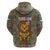Sierra Leone Zip Hoodie with Cute Lion Playing Djembe Drum and Tribal Pattern Design