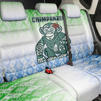 Sierra Leone Back Car Seat Cover with Tribal Chimpanzee Design and Green Blue Gradient Pattern