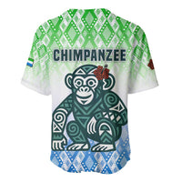 Sierra Leone Baseball Jersey with Tribal Chimpanzee Design and Green Blue Gradient Pattern