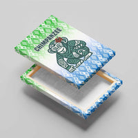 Sierra Leone Canvas Wall Art with Tribal Chimpanzee Design and Green Blue Gradient Pattern