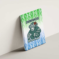 Sierra Leone Canvas Wall Art with Tribal Chimpanzee Design and Green Blue Gradient Pattern