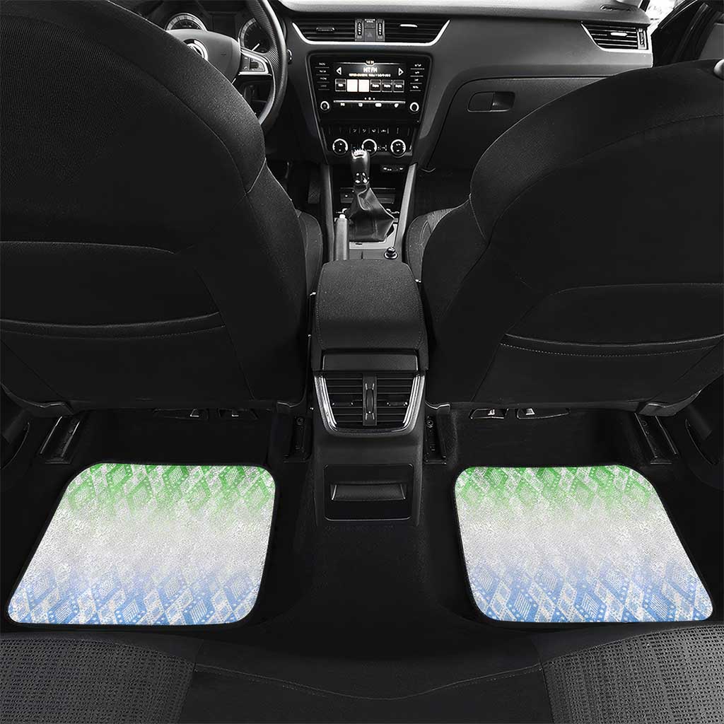 Sierra Leone Car Mats with Tribal Chimpanzee Design and Green Blue Gradient Pattern