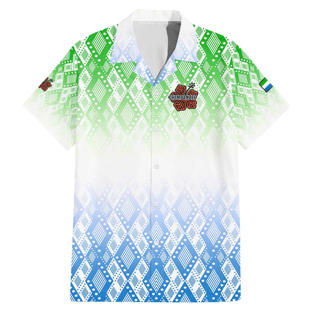 Sierra Leone Family Matching Mermaid Dress and Hawaiian Shirt with Tribal Chimpanzee Design and Green Blue Gradient Pattern