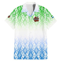Sierra Leone Family Matching Mermaid Dress and Hawaiian Shirt with Tribal Chimpanzee Design and Green Blue Gradient Pattern