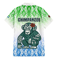 Sierra Leone Family Matching Mermaid Dress and Hawaiian Shirt with Tribal Chimpanzee Design and Green Blue Gradient Pattern