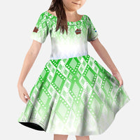 Sierra Leone Family Matching Off The Shoulder Long Sleeve Dress and Hawaiian Shirt with Tribal Chimpanzee Design and Green Blue Gradient Pattern