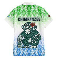 Sierra Leone Family Matching Off The Shoulder Long Sleeve Dress and Hawaiian Shirt with Tribal Chimpanzee Design and Green Blue Gradient Pattern