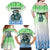 Sierra Leone Family Matching Off Shoulder Maxi Dress and Hawaiian Shirt with Tribal Chimpanzee Design and Green Blue Gradient Pattern