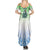 Sierra Leone Family Matching Summer Maxi Dress and Hawaiian Shirt with Tribal Chimpanzee Design and Green Blue Gradient Pattern