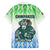 Sierra Leone Family Matching Tank Maxi Dress and Hawaiian Shirt with Tribal Chimpanzee Design and Green Blue Gradient Pattern