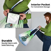 Sierra Leone Grocery Bag with Tribal Chimpanzee Design and Green Blue Gradient Pattern