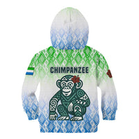 Sierra Leone Kid Hoodie with Tribal Chimpanzee Design and Green Blue Gradient Pattern