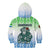 Sierra Leone Kid Hoodie with Tribal Chimpanzee Design and Green Blue Gradient Pattern