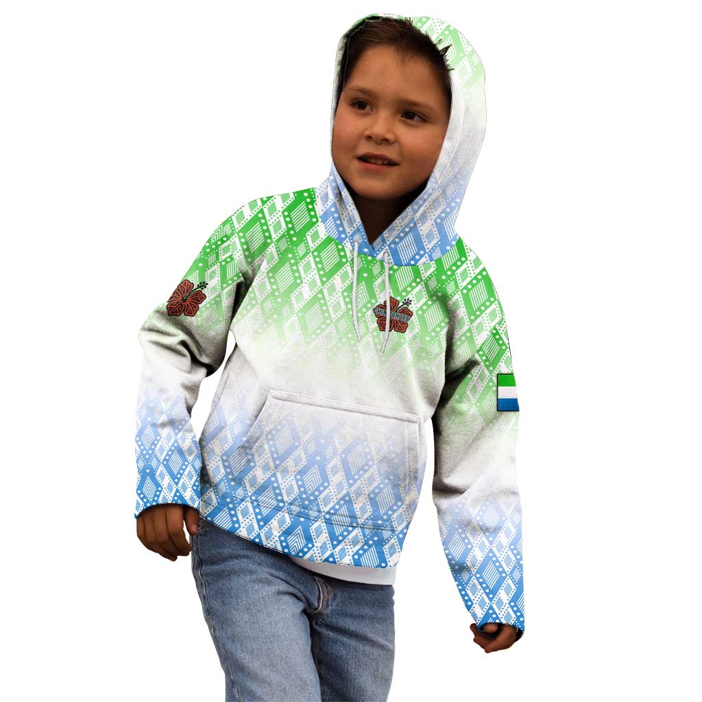 Sierra Leone Kid Hoodie with Tribal Chimpanzee Design and Green Blue Gradient Pattern
