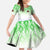 Sierra Leone Kid Short Sleeve Dress with Tribal Chimpanzee Design and Green Blue Gradient Pattern