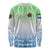 Sierra Leone Long Sleeve Shirt with Tribal Chimpanzee Design and Green Blue Gradient Pattern