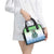 Sierra Leone Shoulder Handbag with Tribal Chimpanzee Design and Green Blue Gradient Pattern
