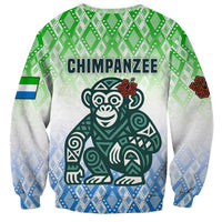 Sierra Leone Sweatshirt with Tribal Chimpanzee Design and Green Blue Gradient Pattern