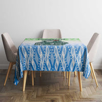 Sierra Leone Tablecloth with Tribal Chimpanzee Design and Green Blue Gradient Pattern