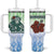 Sierra Leone Tumbler With Handle with Tribal Chimpanzee Design and Green Blue Gradient Pattern