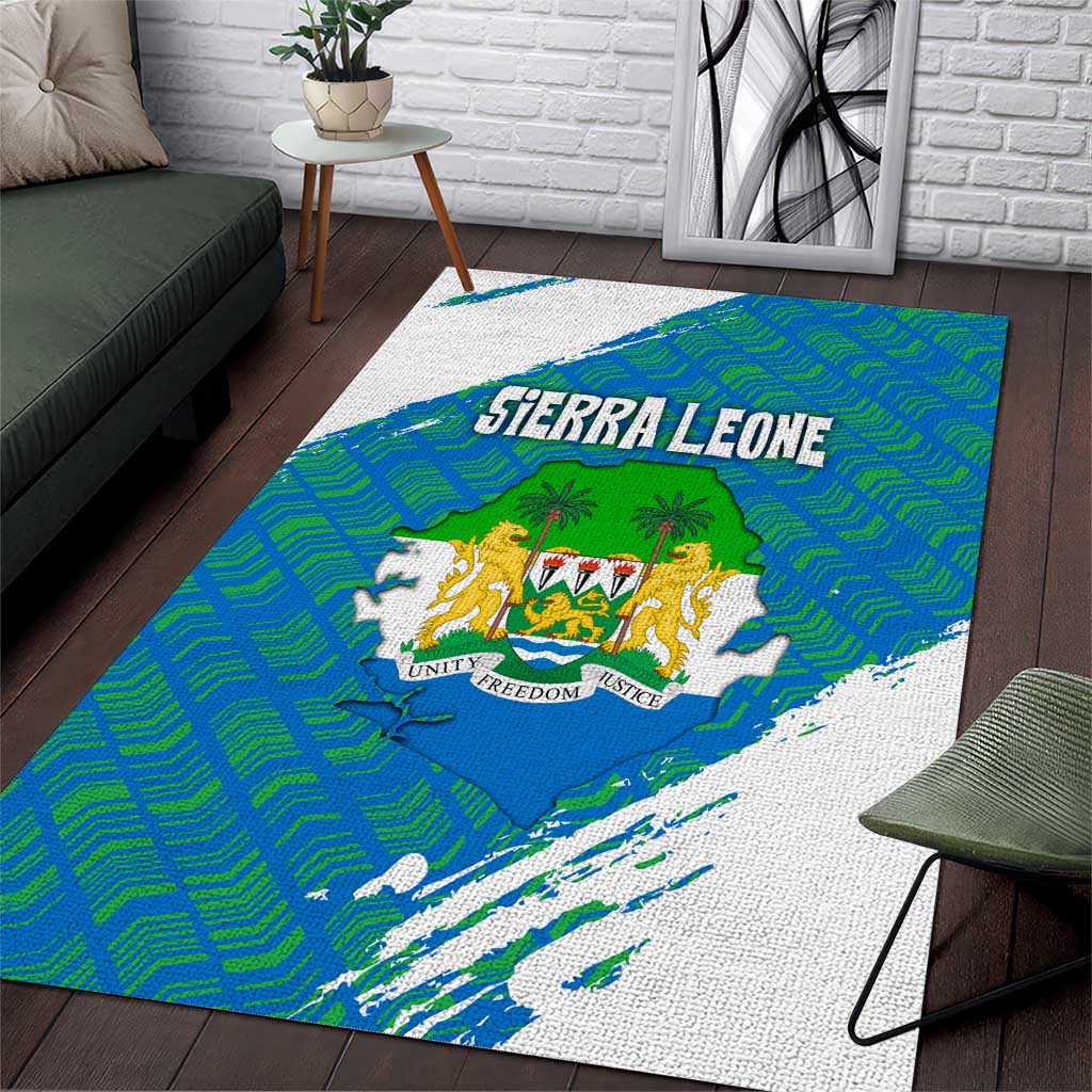 Sierra Leone Crest Area Rug with National Coat of Arms and Flag Colors