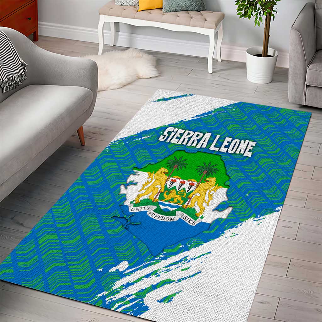 Sierra Leone Crest Area Rug with National Coat of Arms and Flag Colors