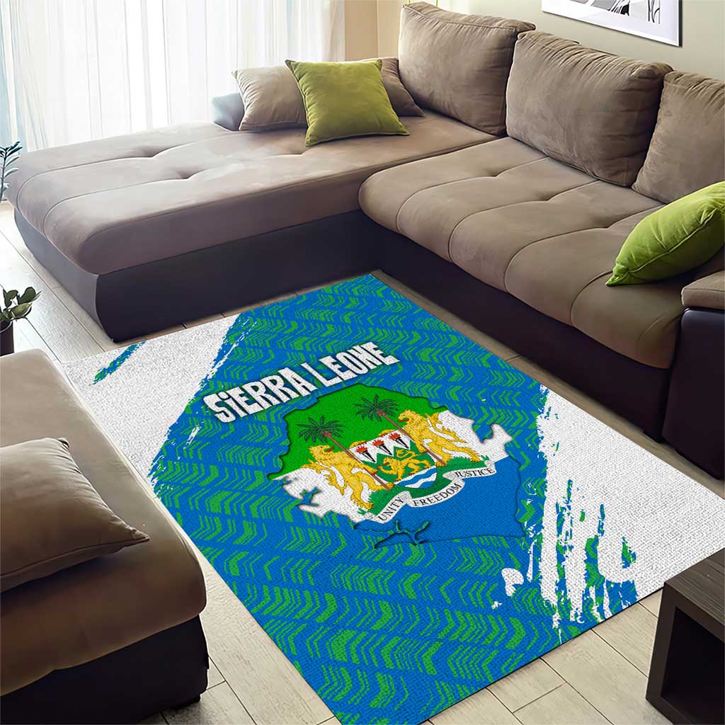 Sierra Leone Crest Area Rug with National Coat of Arms and Flag Colors