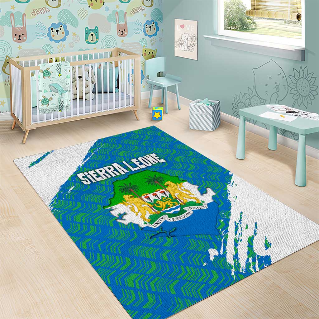 Sierra Leone Crest Area Rug with National Coat of Arms and Flag Colors