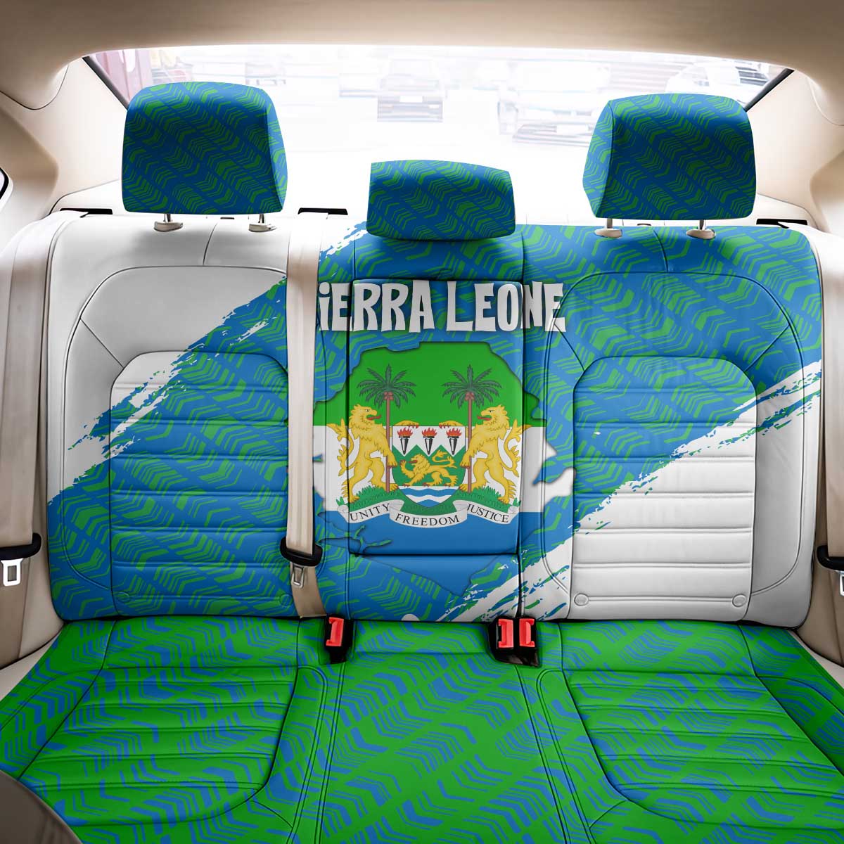 Sierra Leone Crest Back Car Seat Cover with National Coat of Arms and Flag Colors