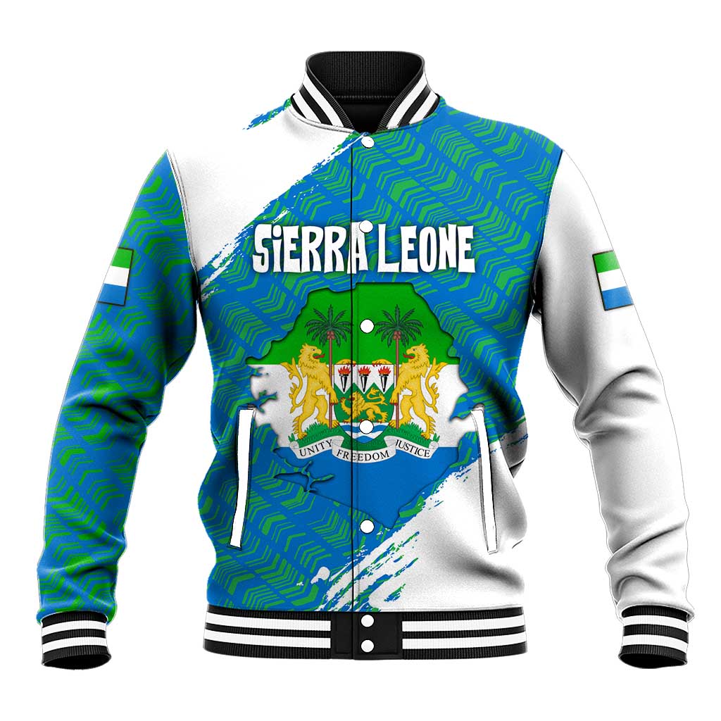 Sierra Leone Crest Baseball Jacket with National Coat of Arms and Flag Colors