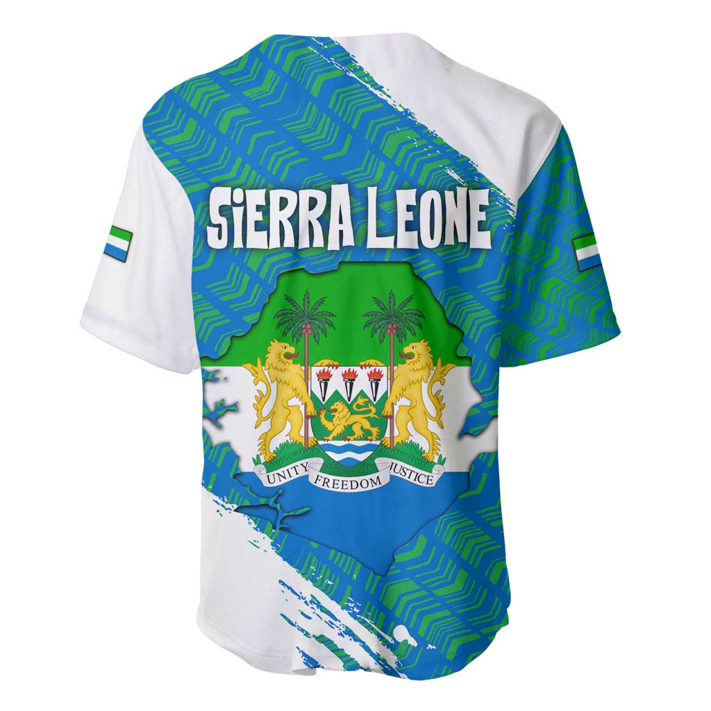 Sierra Leone Crest Baseball Jersey with National Coat of Arms and Flag Colors