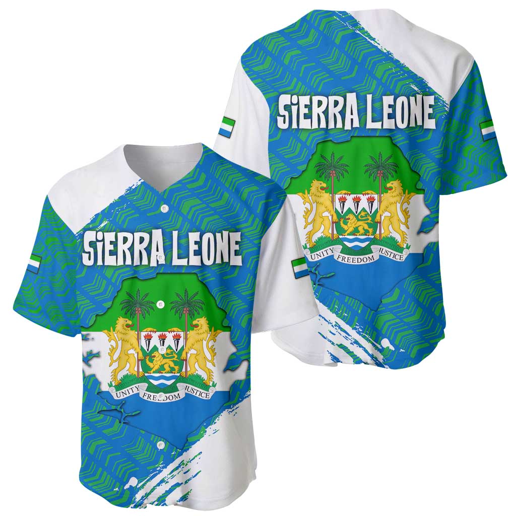 Sierra Leone Crest Baseball Jersey with National Coat of Arms and Flag Colors