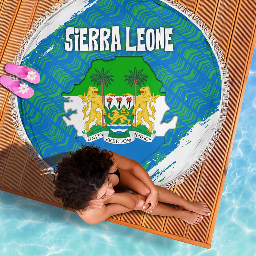 Sierra Leone Crest Beach Blanket with National Coat of Arms and Flag Colors