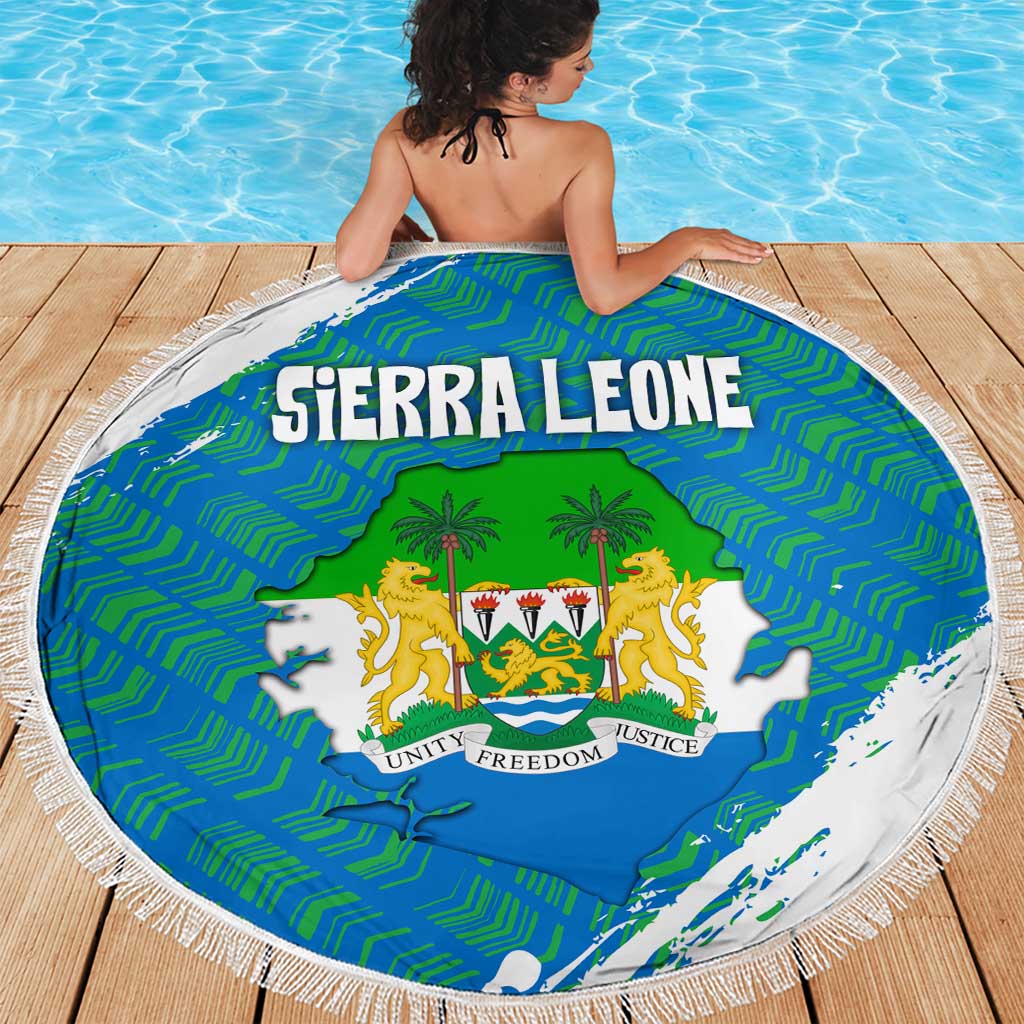 Sierra Leone Crest Beach Blanket with National Coat of Arms and Flag Colors