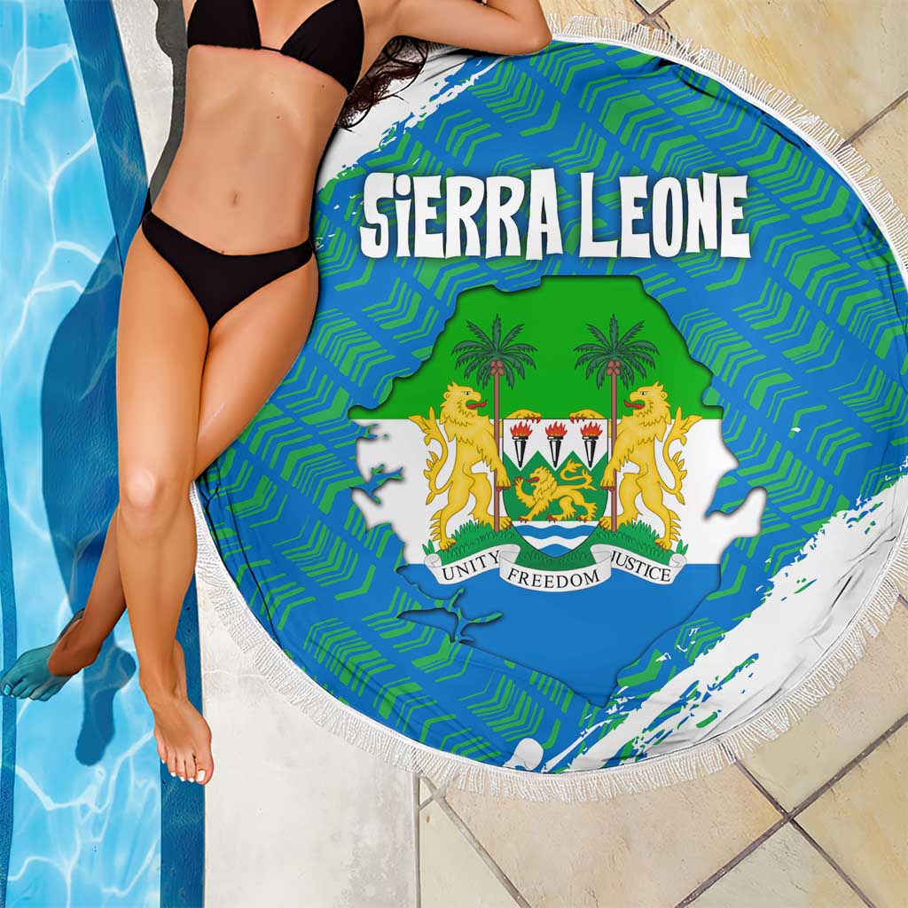 Sierra Leone Crest Beach Blanket with National Coat of Arms and Flag Colors