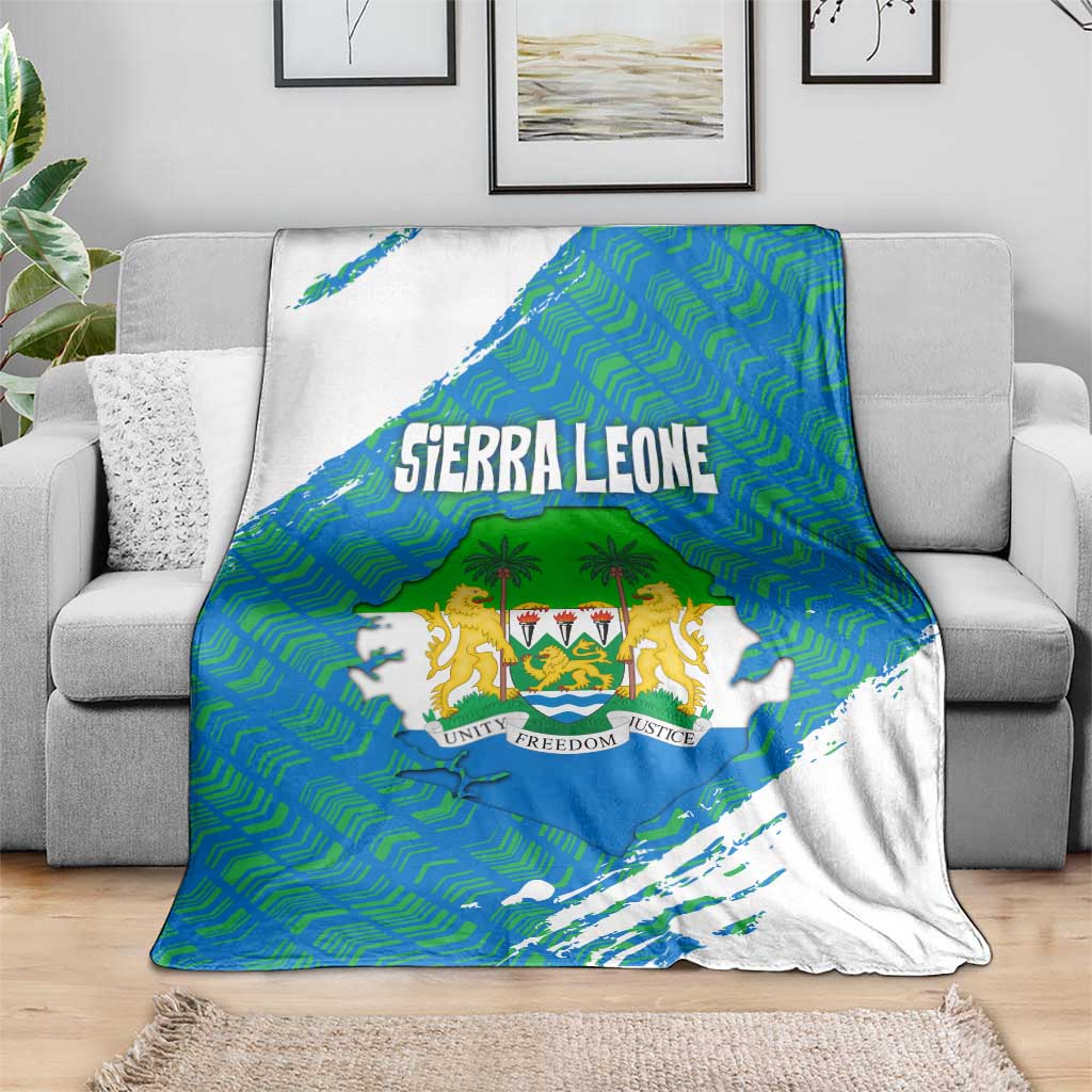 Sierra Leone Crest Blanket with National Coat of Arms and Flag Colors
