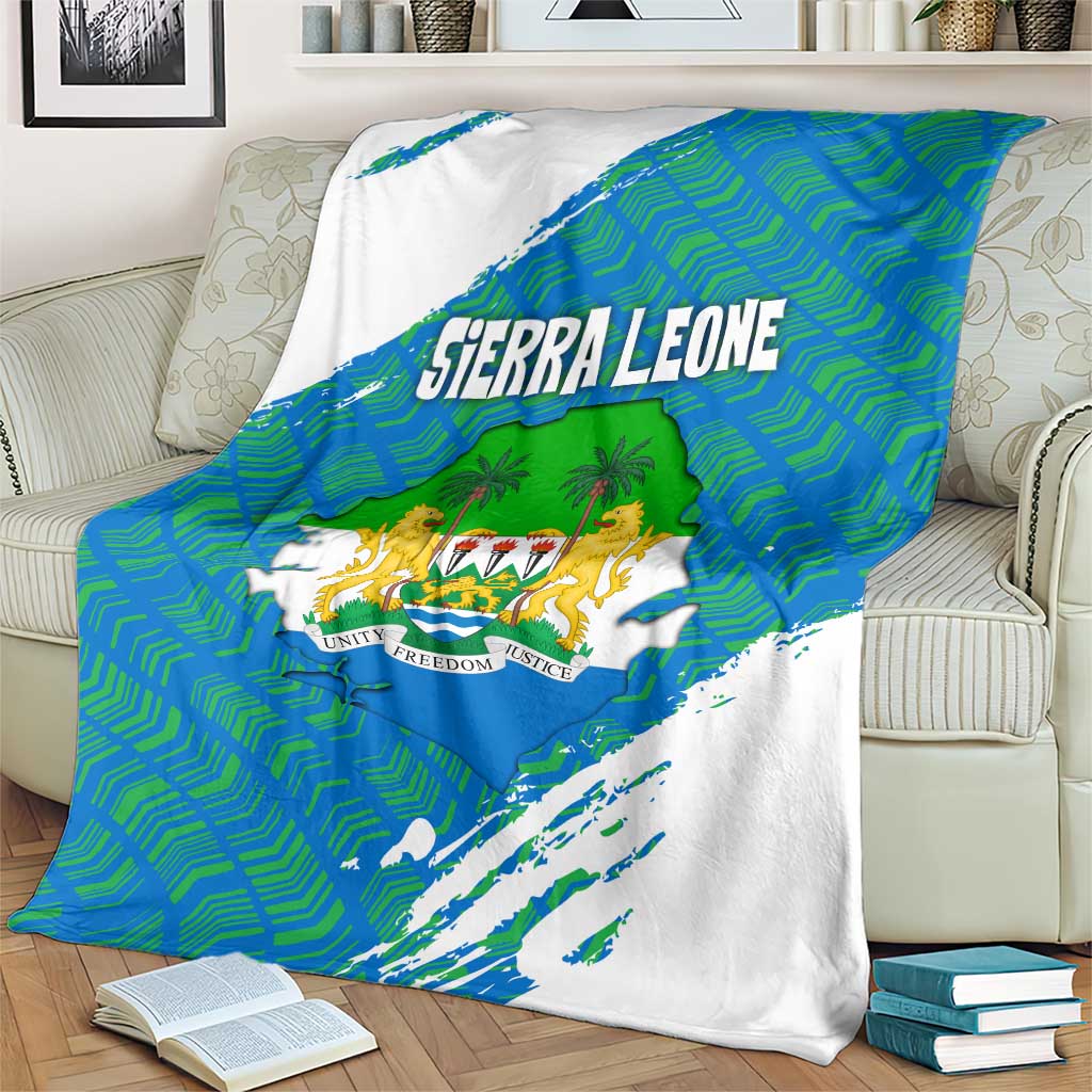 Sierra Leone Crest Blanket with National Coat of Arms and Flag Colors