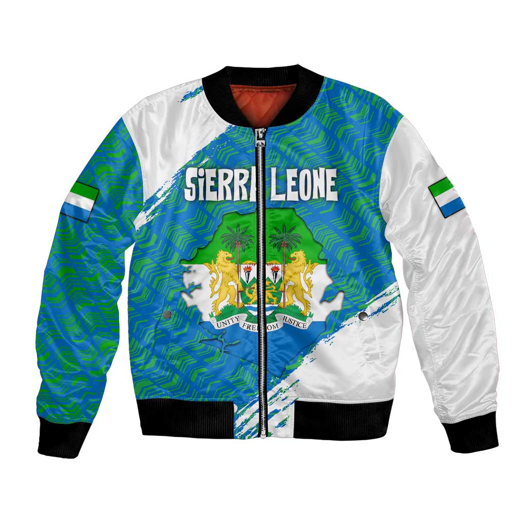 Sierra Leone Crest Bomber Jacket with National Coat of Arms and Flag Colors