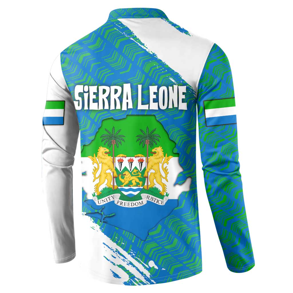 Sierra Leone Crest Button Sweatshirt with National Coat of Arms and Flag Colors