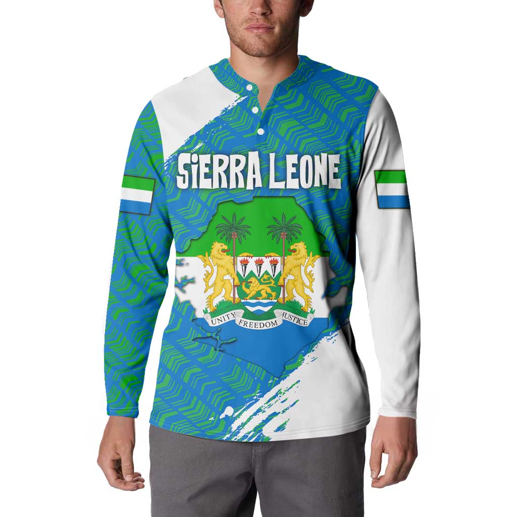 Sierra Leone Crest Button Sweatshirt with National Coat of Arms and Flag Colors