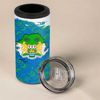Sierra Leone Crest 4 in 1 Can Cooler Tumbler with National Coat of Arms and Flag Colors