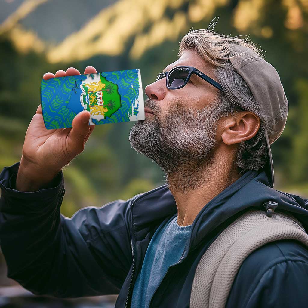 Sierra Leone Crest 4 in 1 Can Cooler Tumbler with National Coat of Arms and Flag Colors