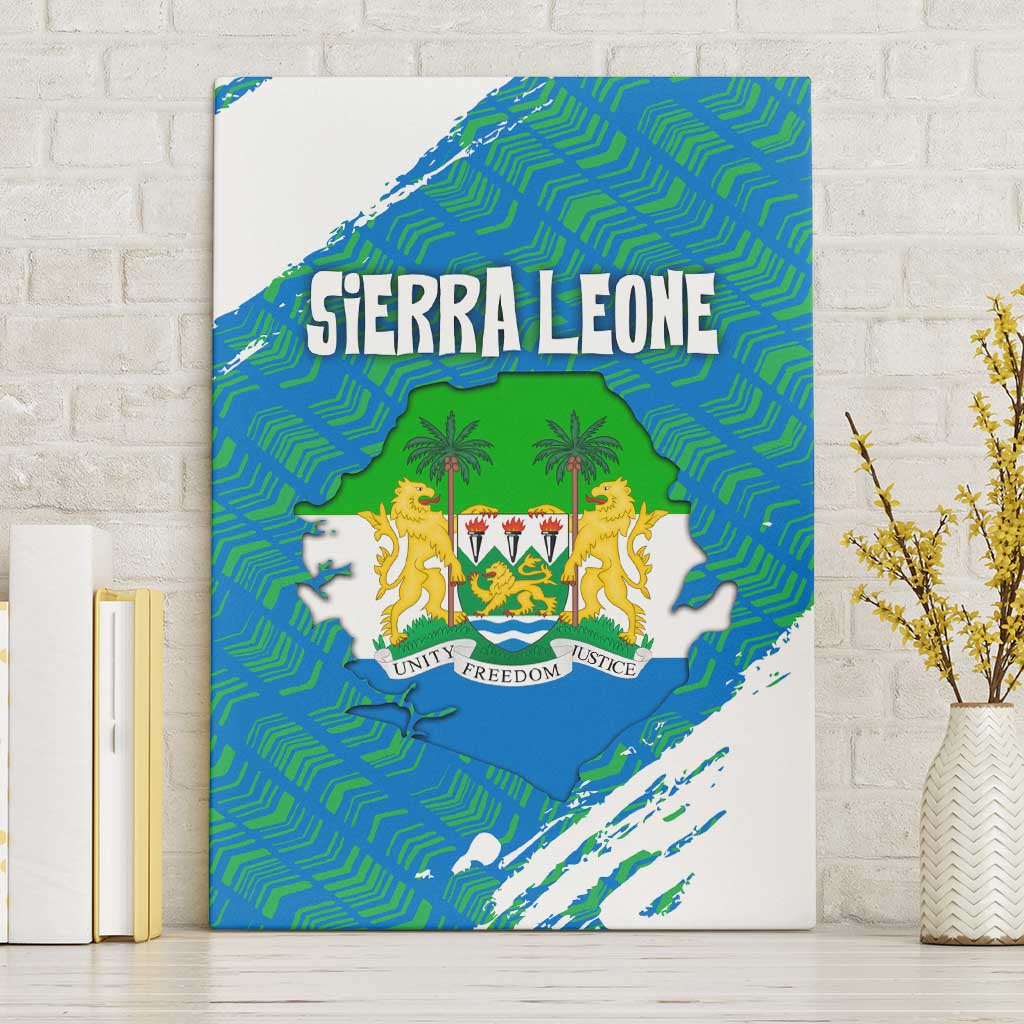 Sierra Leone Crest Canvas Wall Art with National Coat of Arms and Flag Colors