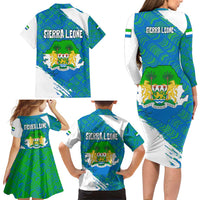 Sierra Leone Crest Family Matching Long Sleeve Bodycon Dress and Hawaiian Shirt with National Coat of Arms and Flag Colors